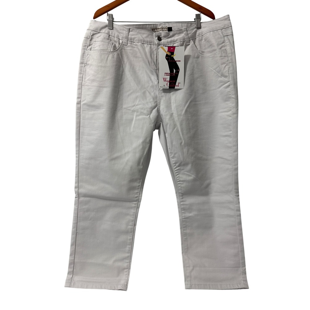 Women with Control My WonderDenim Capri Womens 20W White Cropped Stretch